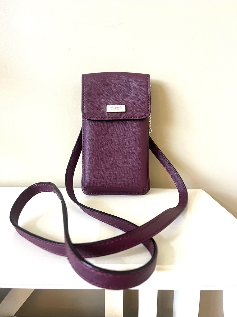 Kate Spade Laurel Way North South Flap Phone Crossbody in Burgundy